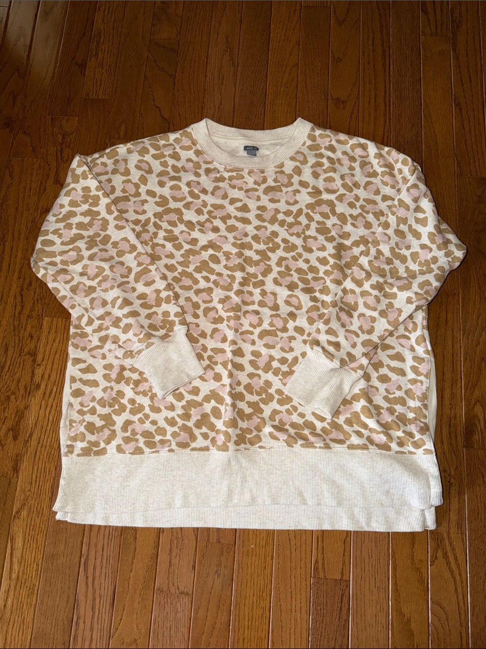 aerie Cream and Tan Leopard Print Sweatshirt